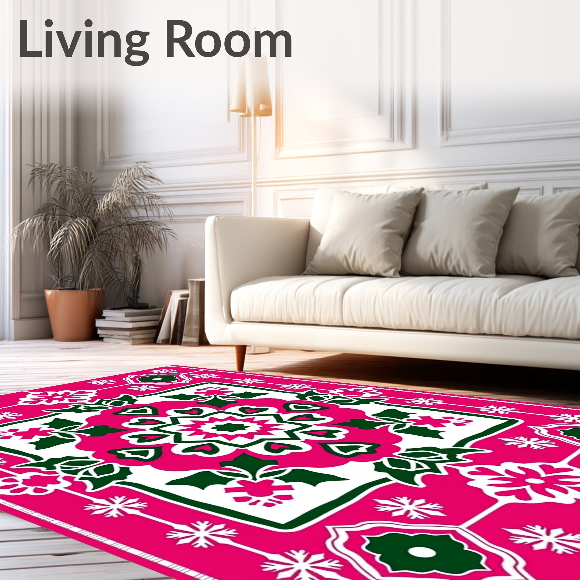 Royal Fuchsia Floral Medallion Garden Rug