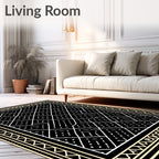 Black White Diamond Lattice Border Rug