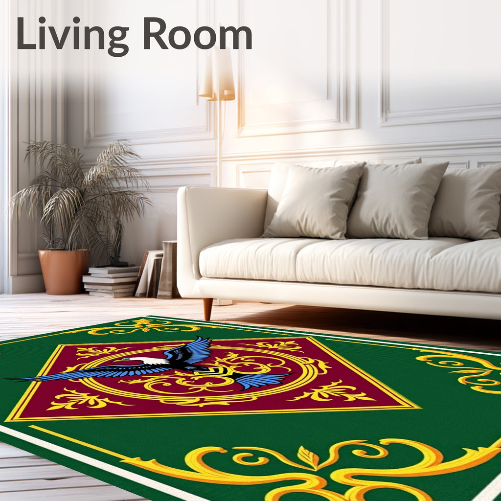 Emerald Green Golden Eagle Medallion Rug