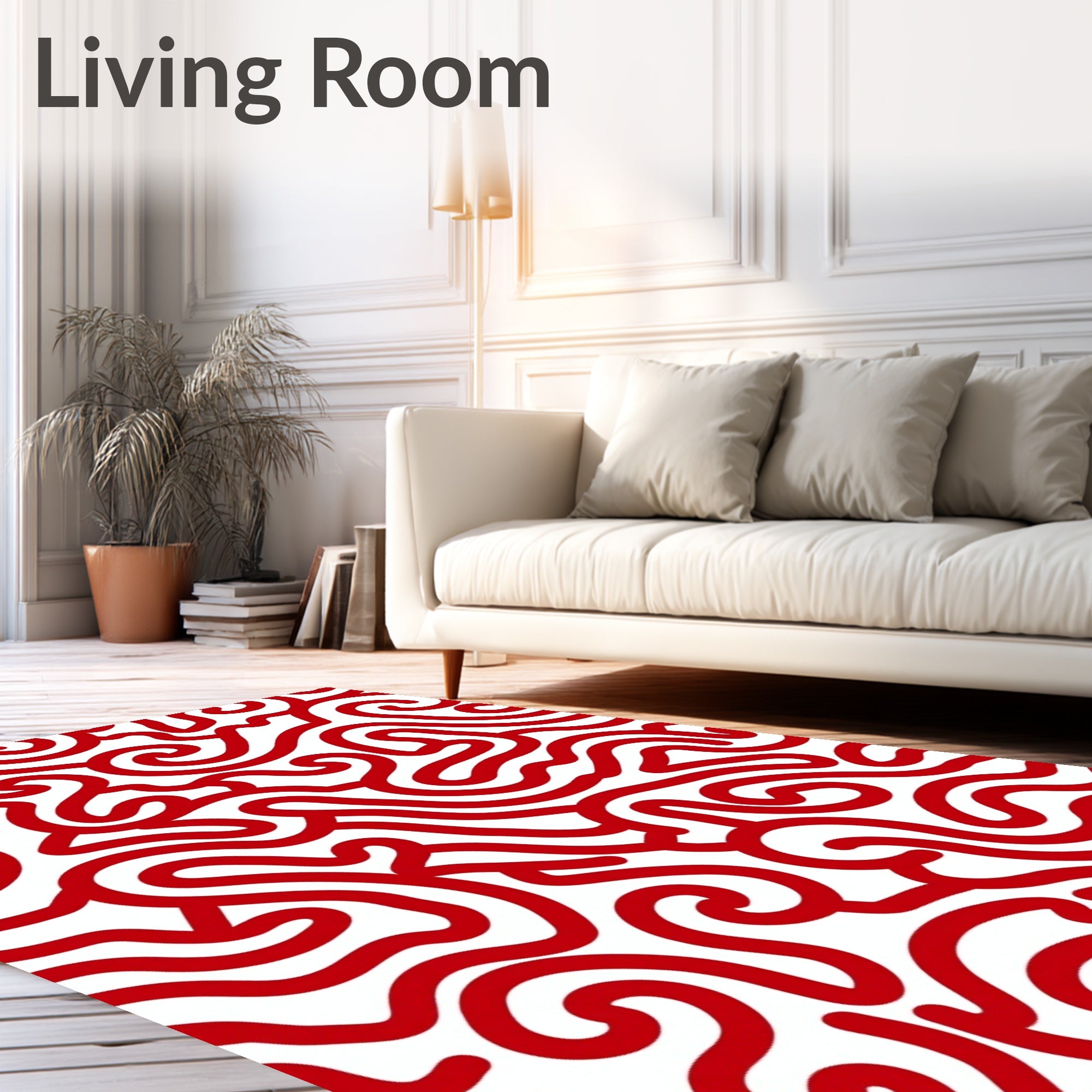 Crimson Swirl Continuous Line Rug
