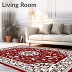 Rich Red Floral Medallion Art Rug