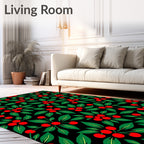 Crimson Holly Berry Botanical Repeat Rug