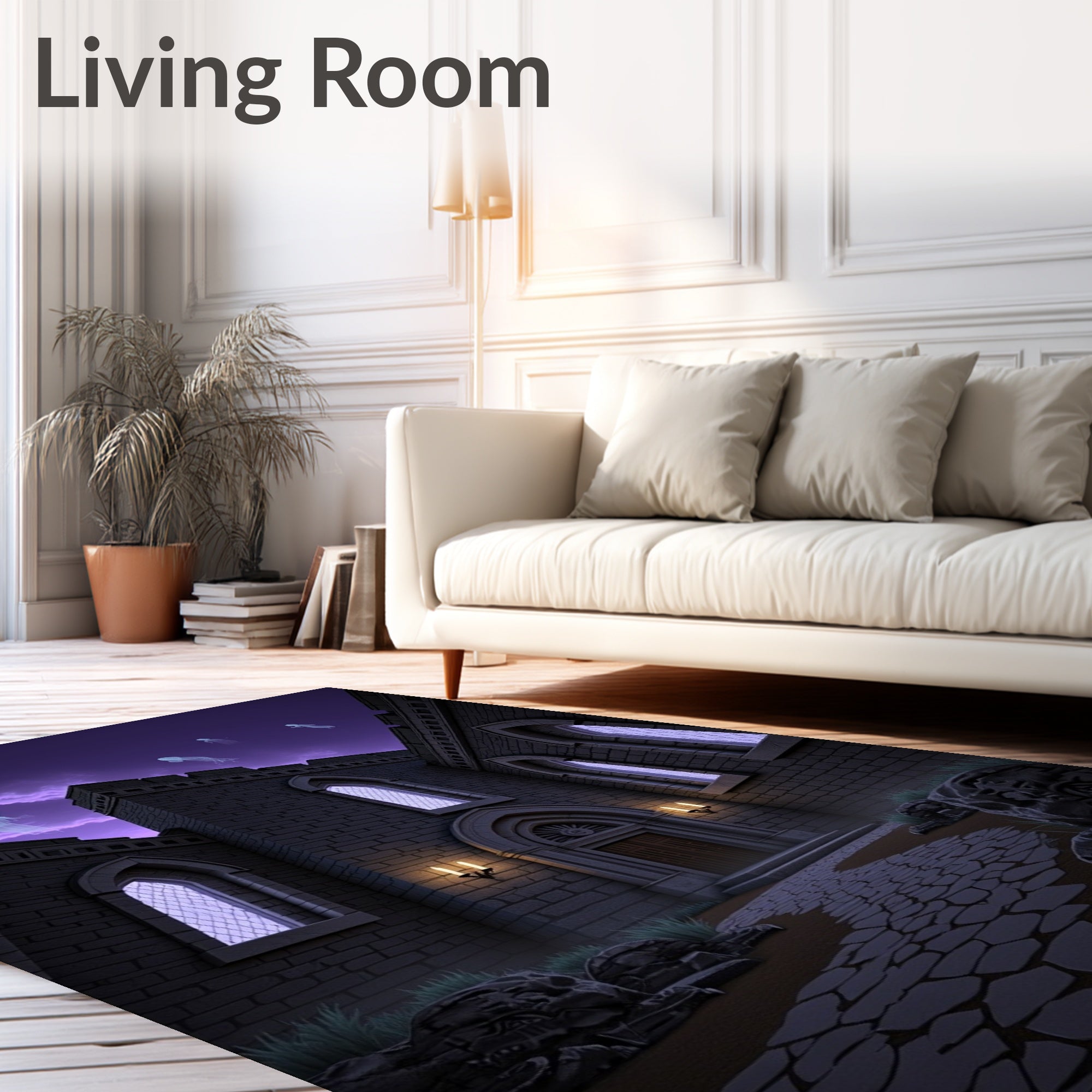 Haunted Castle Purple Sky Ghost Specter Rug