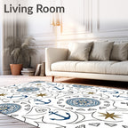 Nautical Anchors Compasses Starburst Chart Rug