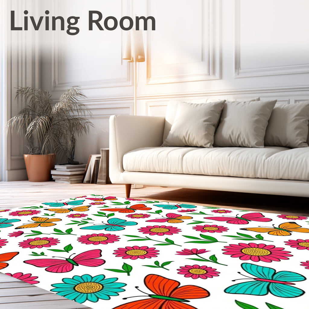 Vibrant Butterfly Garden Meadow Rug