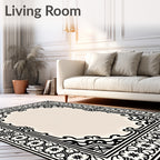 Ornamental Cream Black Border Rug