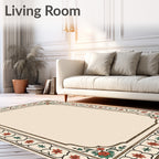 Caramel Floral Border With Green Accents Rug