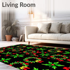 Festive Red Green Holly Wreath Rug