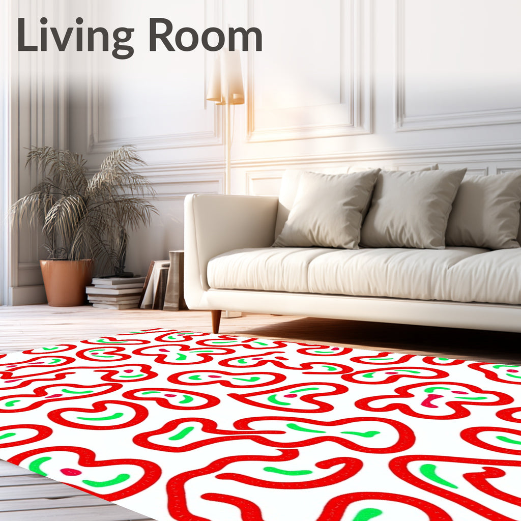 Bold Red Amoeba Fluid Shapes Rug