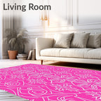 Bright Pink Floral Swirl Medallion Rug