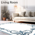 Art Nouveau Blue Floral Vine Border Rug