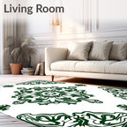 Deep Green Floral Medallion Corners Rug