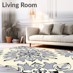 Gray Cream Floral Mandala Rug