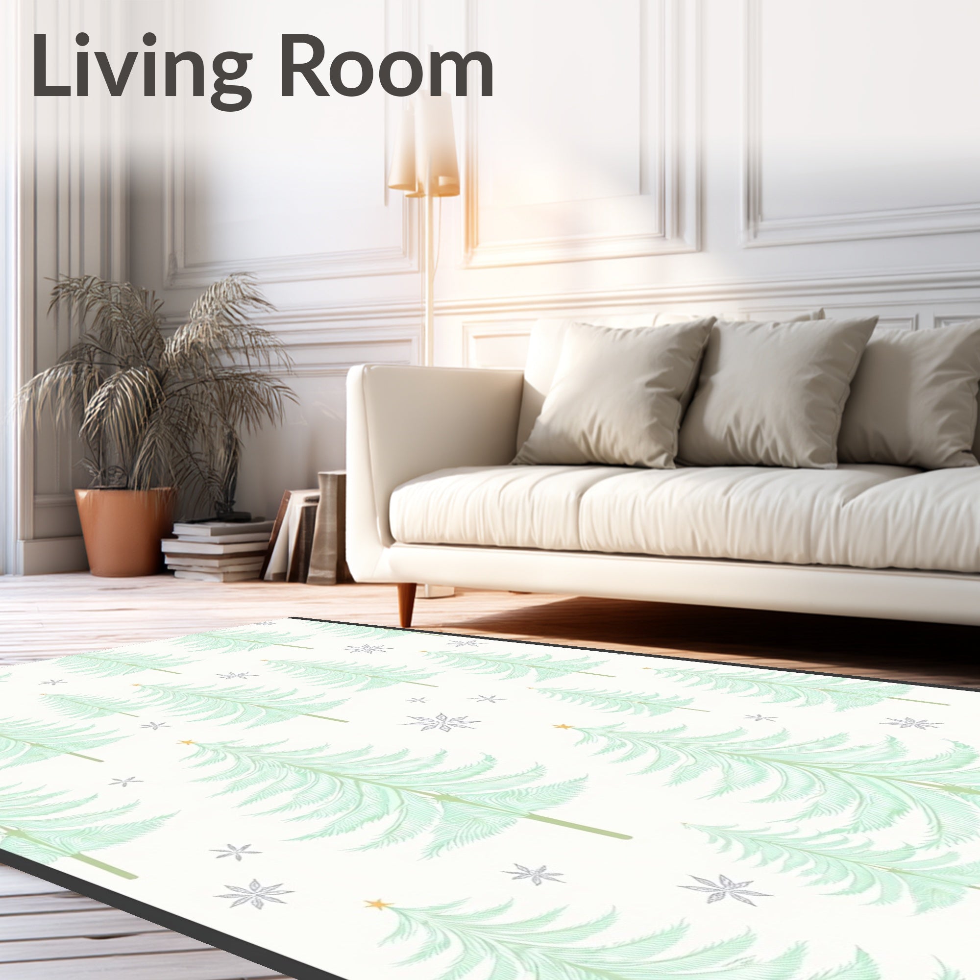 Holiday Green Pine Trees Snowflake Rug