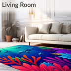 Ocean Blue Sea Turtle Coral Reef Rug