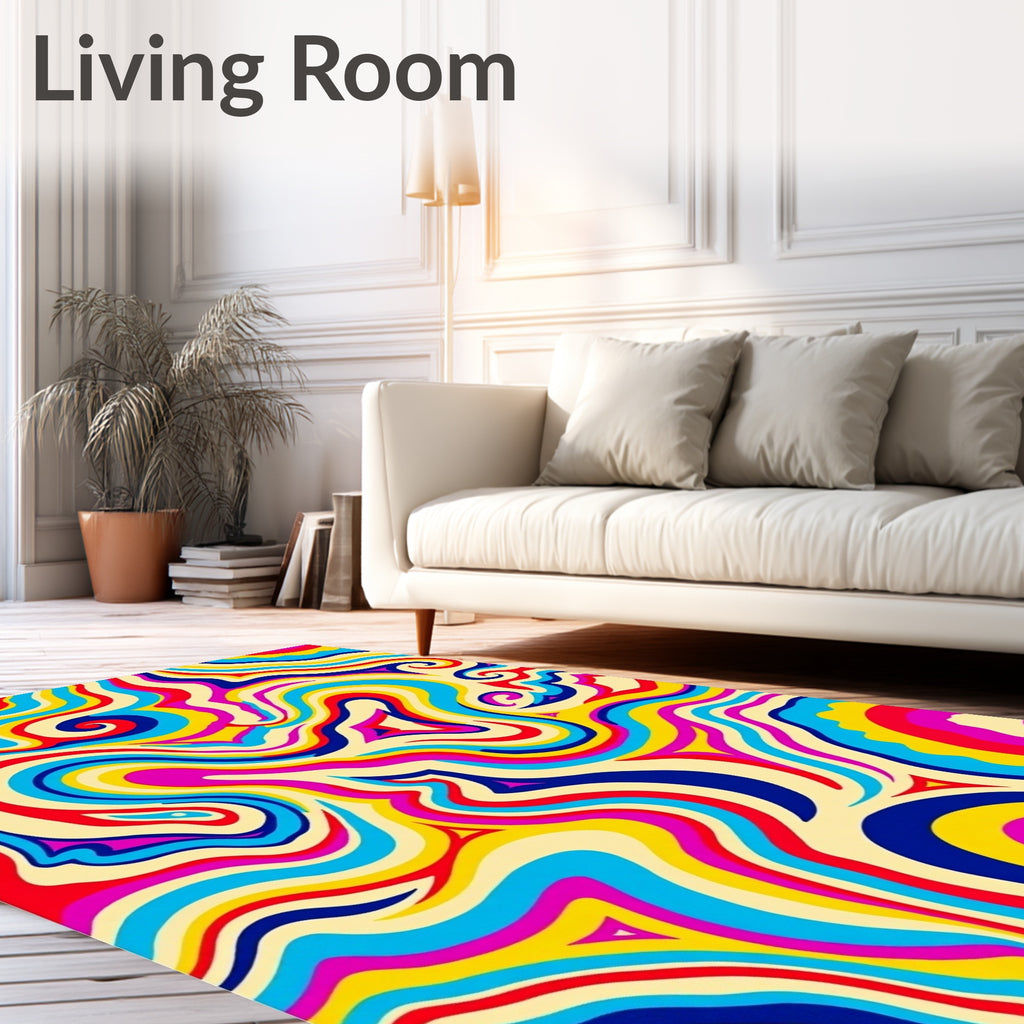 Vibrant Retro Swirls Abstract Rug