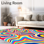 Vibrant Retro Swirls Abstract Rug