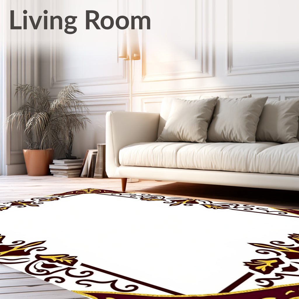 Rich Burgundy Gold Antique Scrollwork Rug
