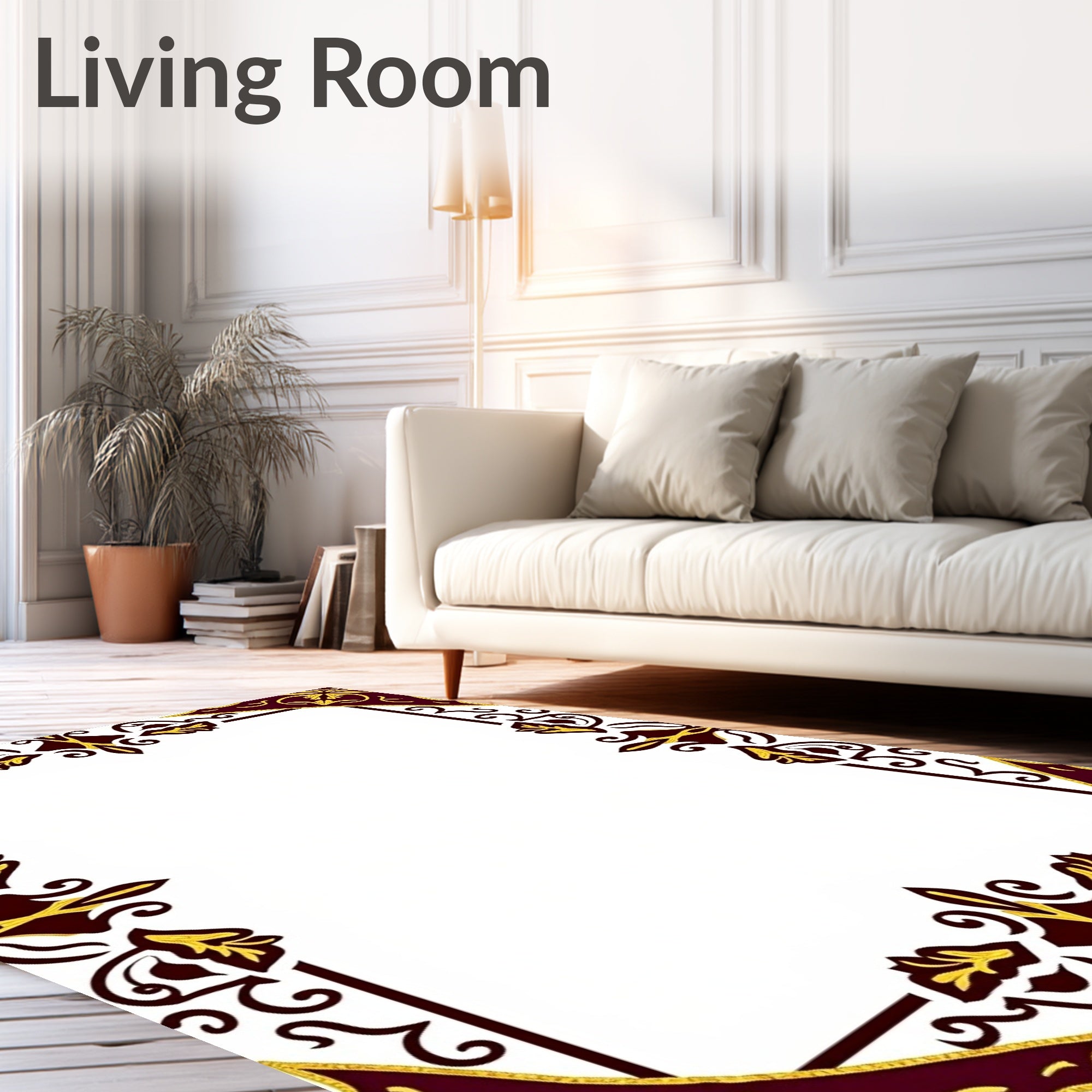 Rich Burgundy Gold Antique Scrollwork Rug