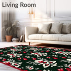 Deep Forest Red Blossom Folk Art Rug