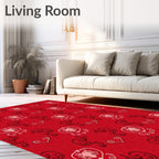 Crimson Scrolled Heart Medallion Rug