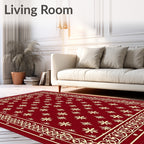 Crimson Starburst Border Rug