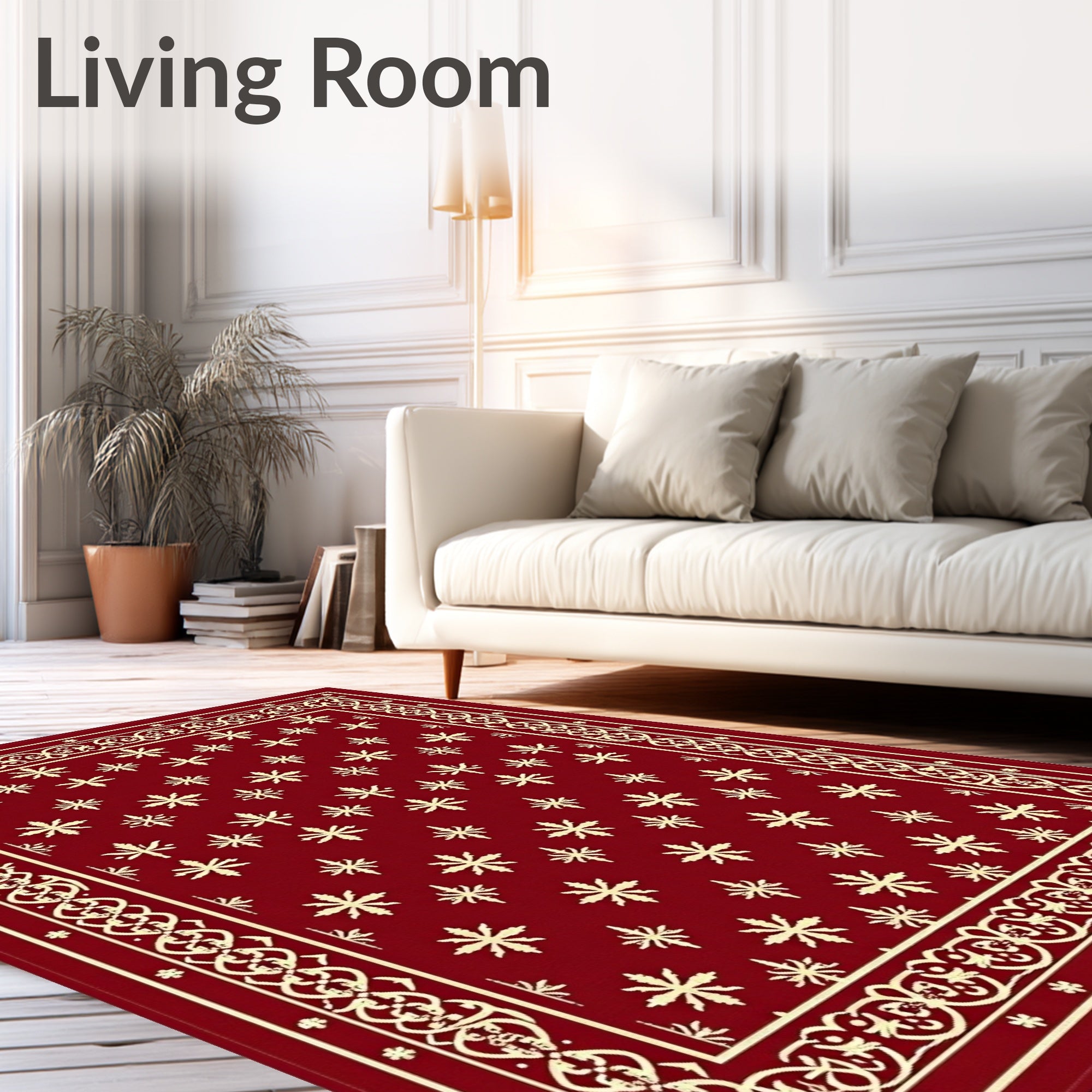 Crimson Starburst Border Rug