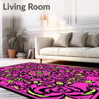 Vibrant Pink Ornate Floral Medallion Rug