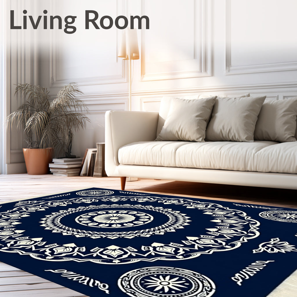 Midnight Blue Intricate Medallion Rug