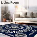 Midnight Blue Intricate Medallion Rug