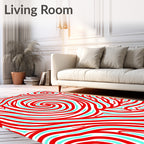 Red Aqua Swirl Abstract Ripples Rug