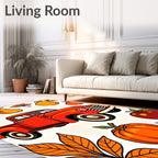 Autumn Red Truck Fall Harvest Fruits Rug