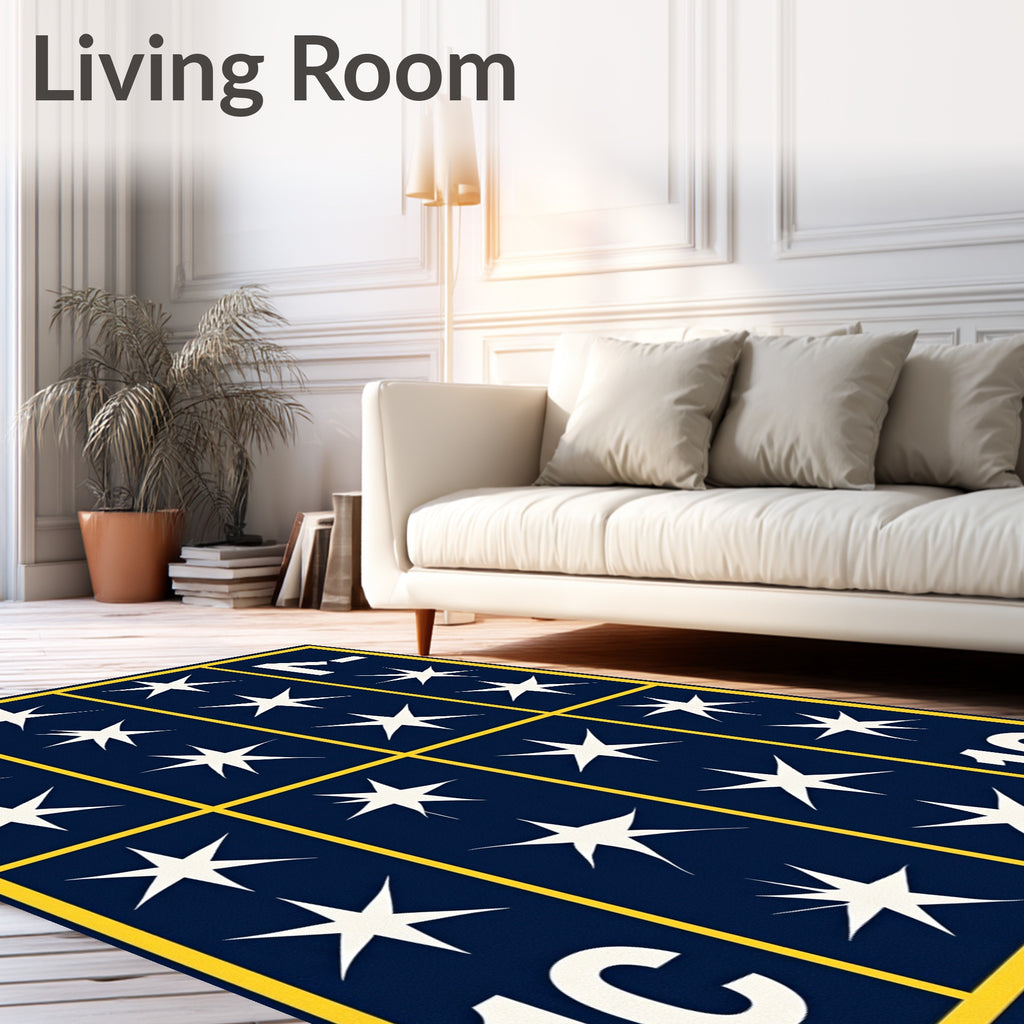 Navy Blue Starburst Geometric Rug