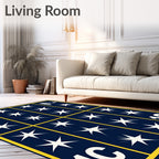 Navy Blue Starburst Geometric Rug