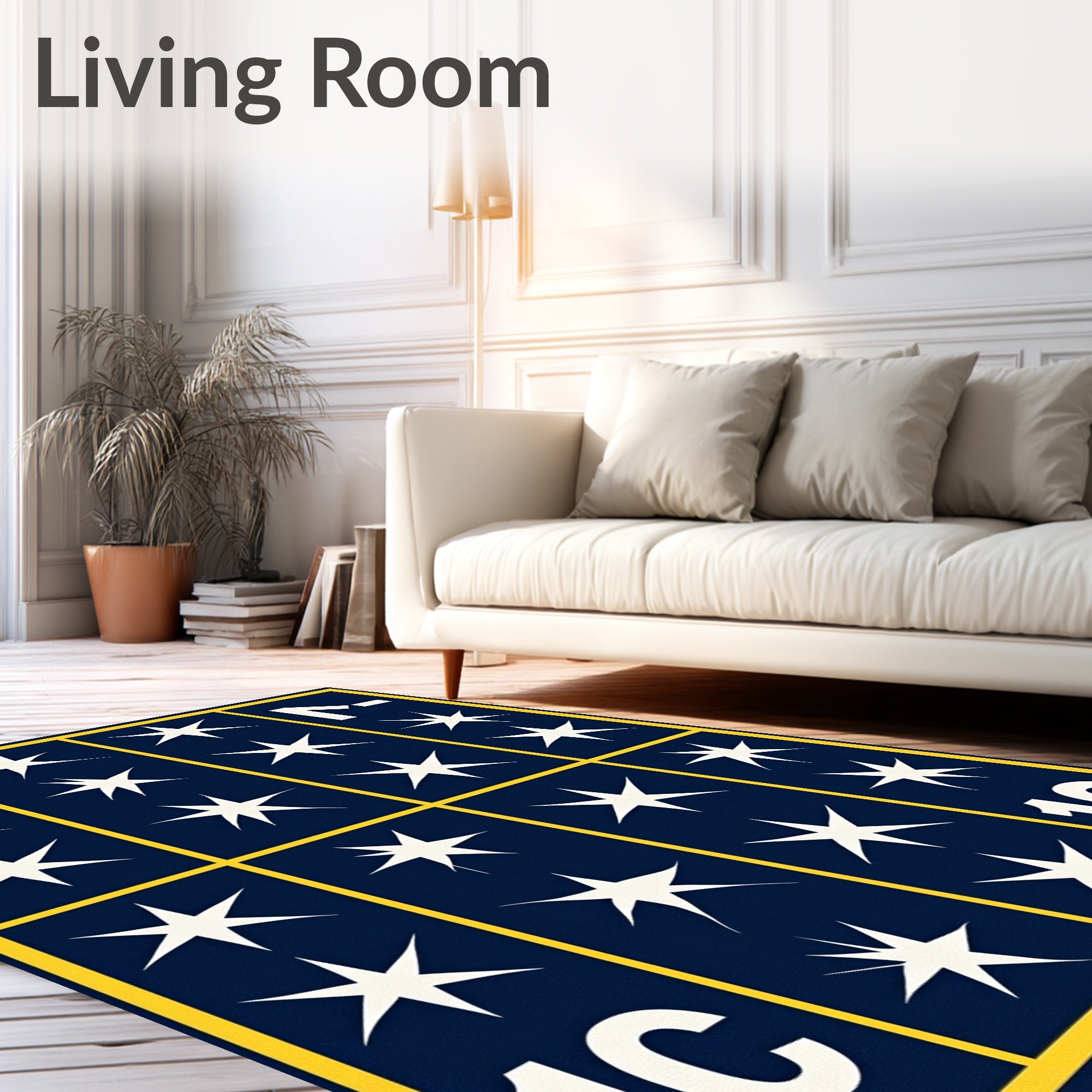Navy Blue Starburst Geometric Rug