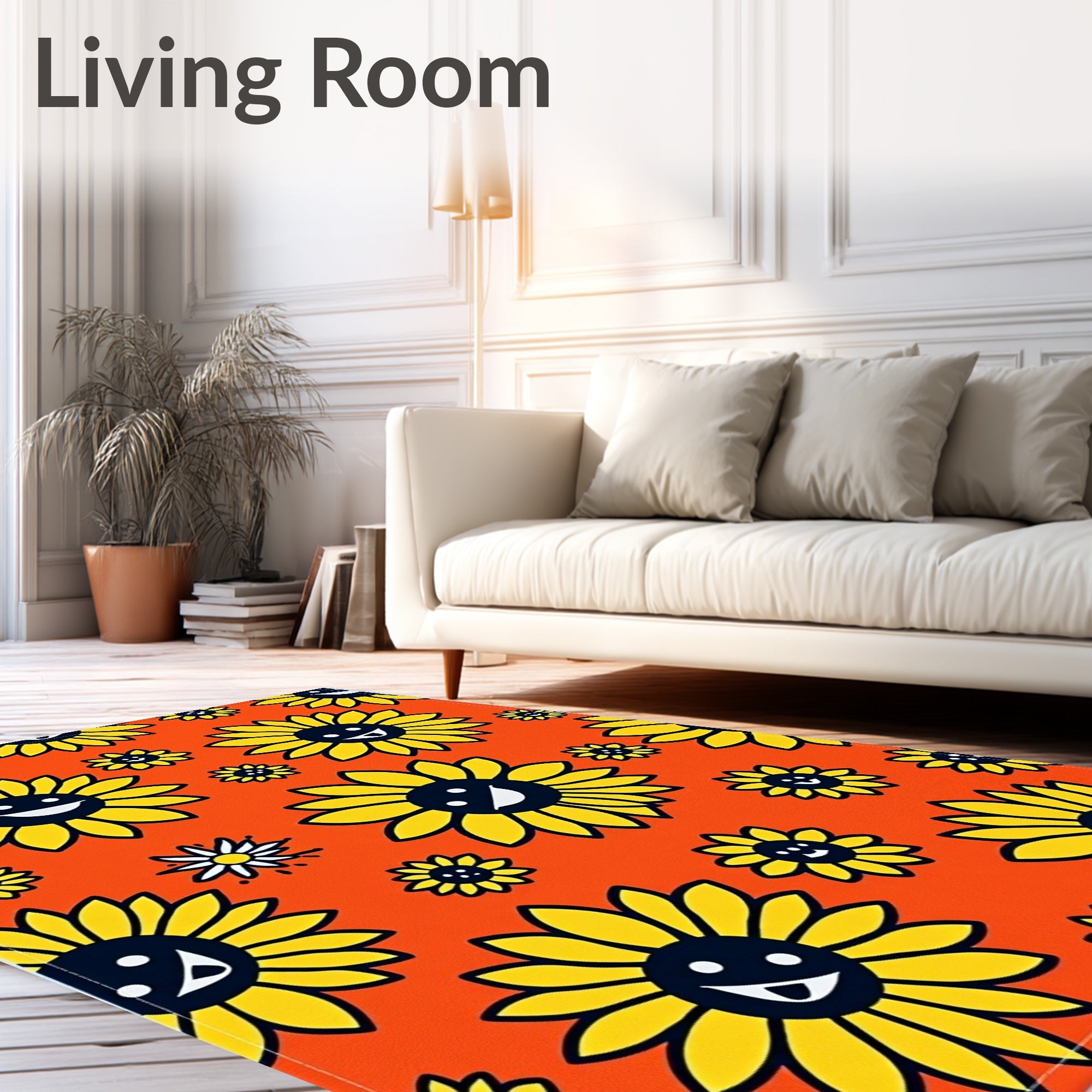 Happy Yellow Sunflower Blossom Rug
