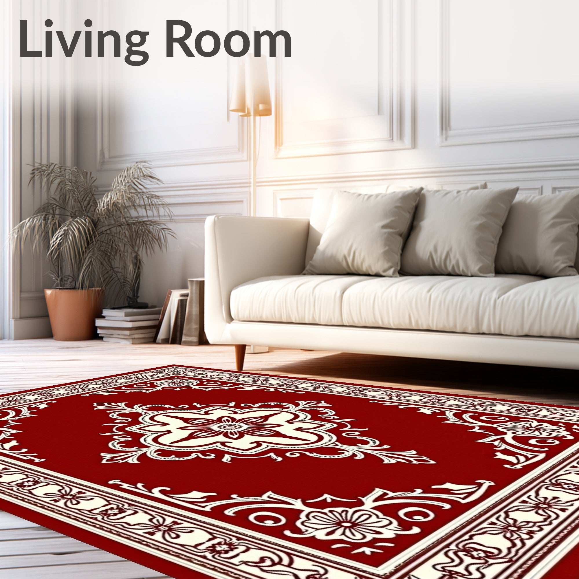 Crimson Ivory Elaborate Floral Accent Rug