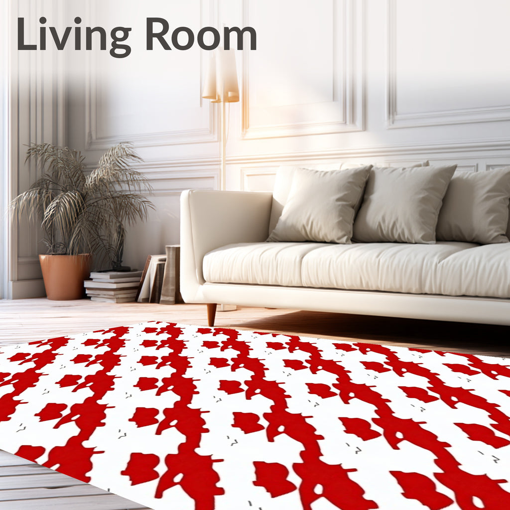 Vibrant Red Abstract Organic Shape Rug