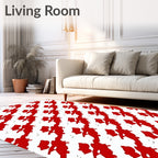 Vibrant Red Abstract Organic Shape Rug