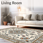 Ornate Floral Medallion Cream Rug