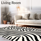 Bold Black White Zebra Print Rug