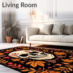 Autumn Skull With Leafy Border Rug