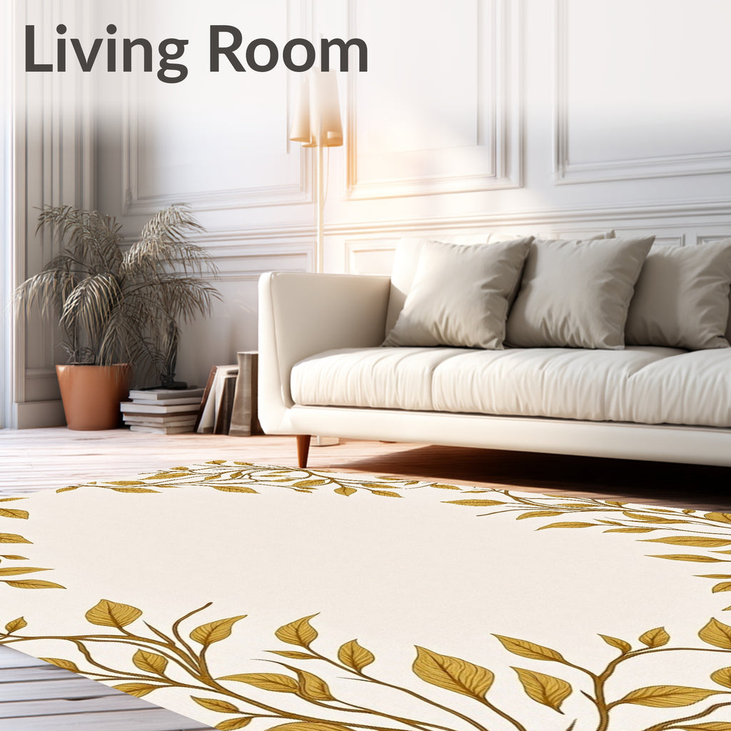 Golden Vine Border Contemporary Rug