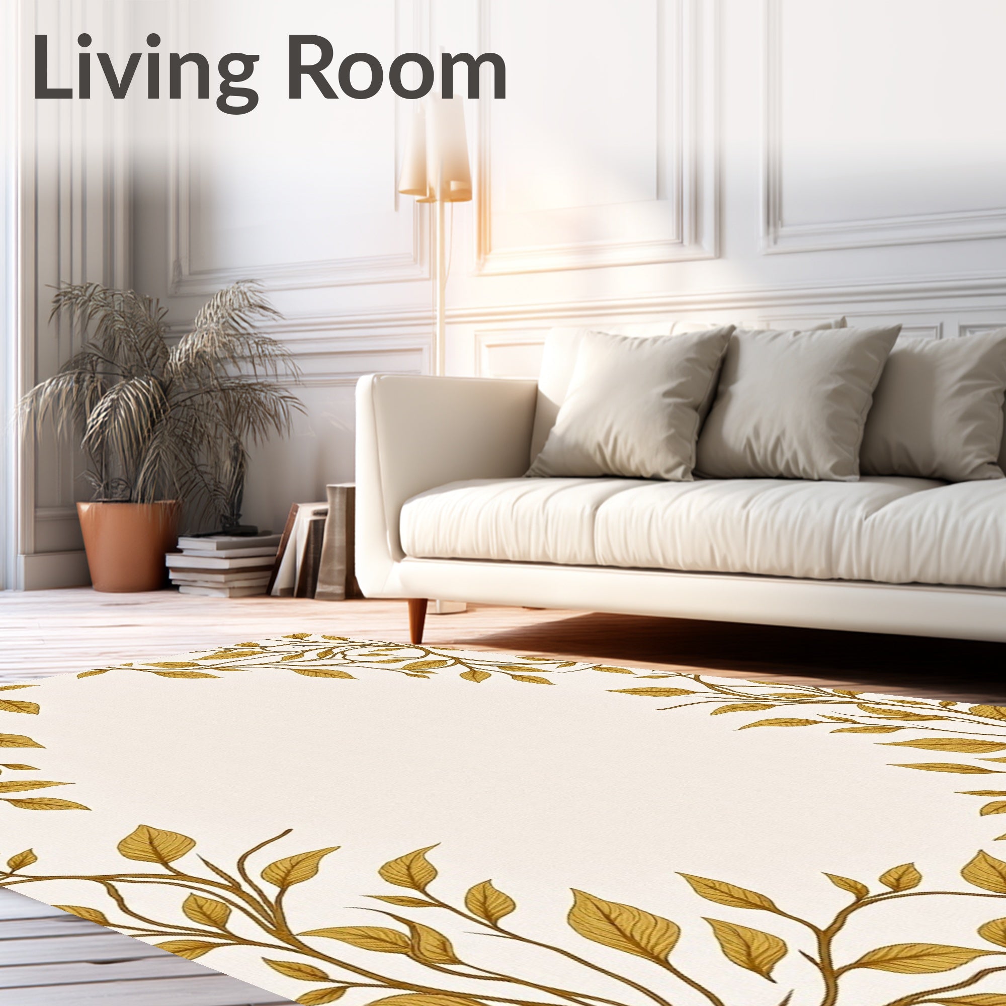 Golden Vine Border Contemporary Rug
