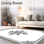 Ornate Gray Floral Scroll Medallion Rug