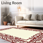 Ornate Crimson Floral Quadrant Rug