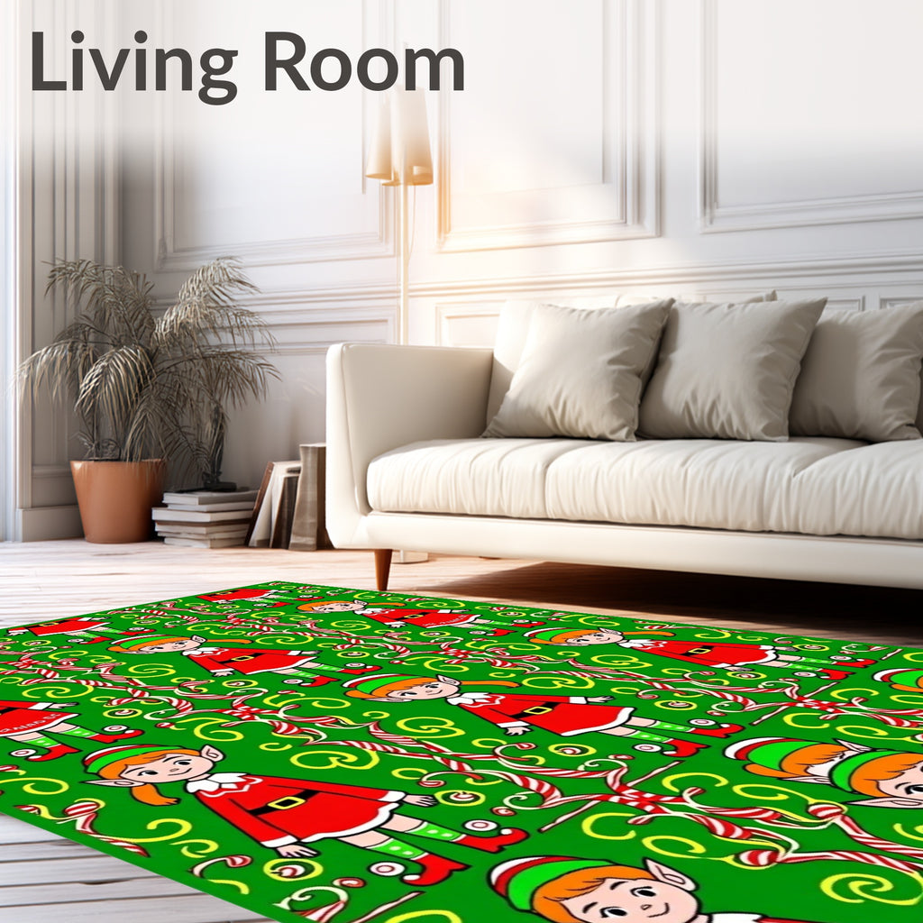Elf Christmas Candy Cane Swirl Rug