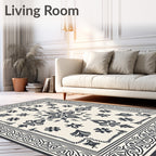 Dark Indigo Folk Floral Bandana Rug