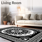 Monochromatic Black White Floral Mandala Rug