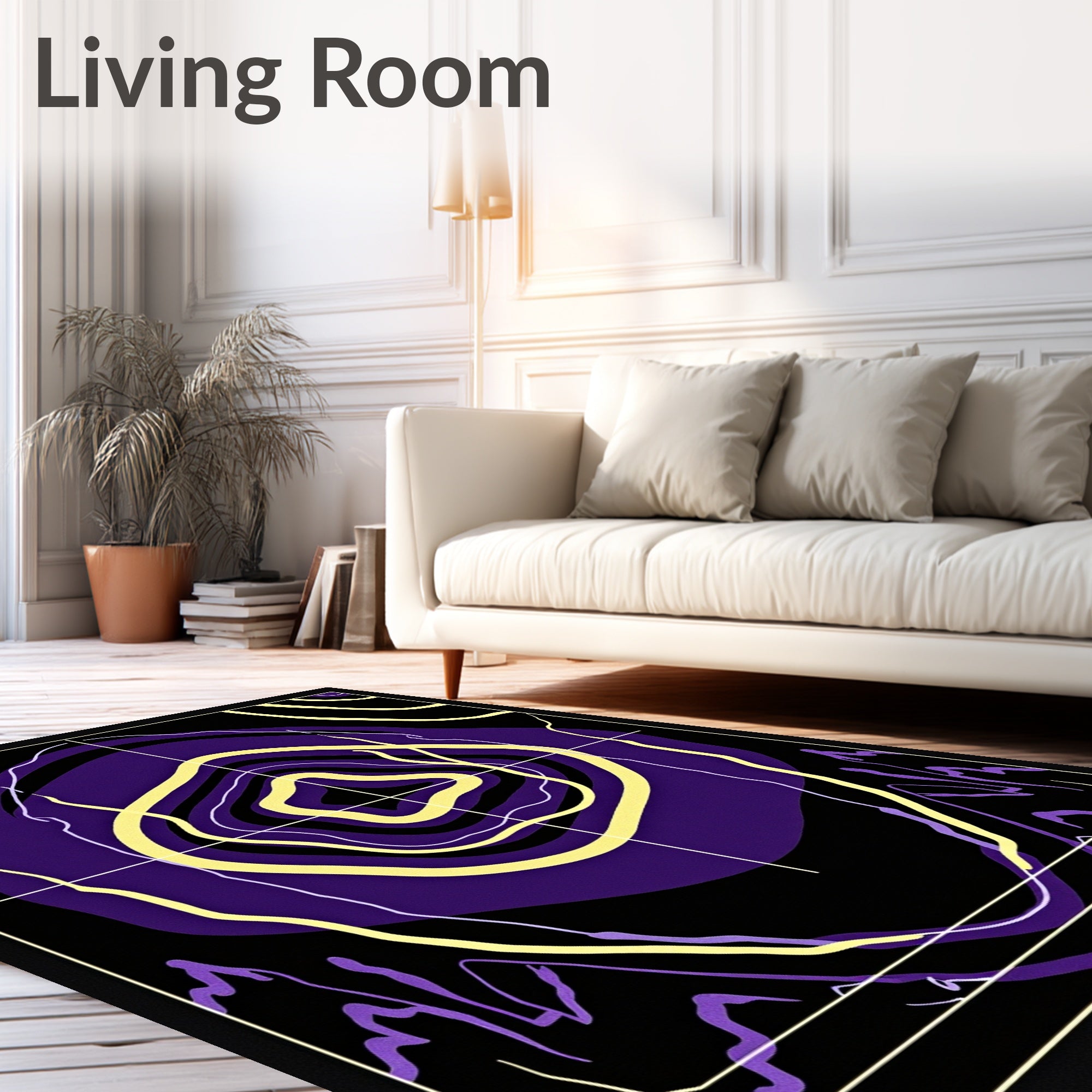 Amethyst Yellow Abstract Topography Waves Rug